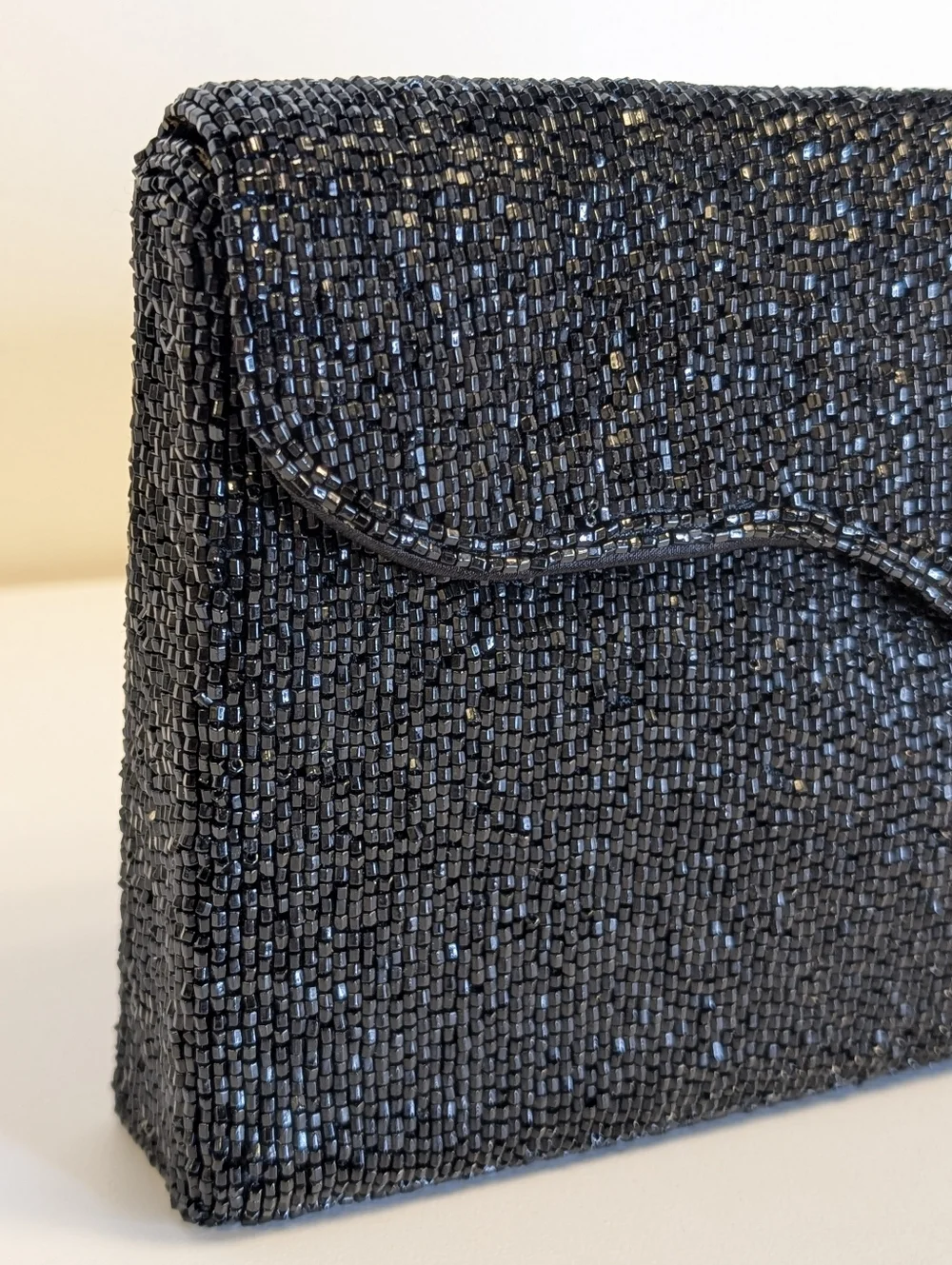 Vintage Genie Beaded Clutch Black Evening Bag Made Korea Formal Cocktail Purse